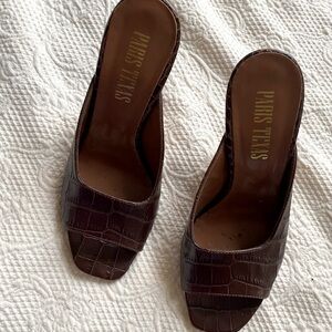 PARIS TEXAS mule heels BROWN CROC size 36